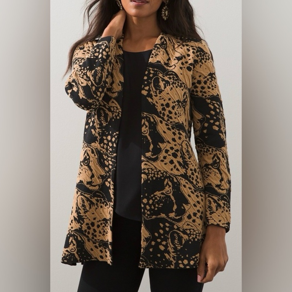 Chico’s Animal Print Jacquard Cardigan